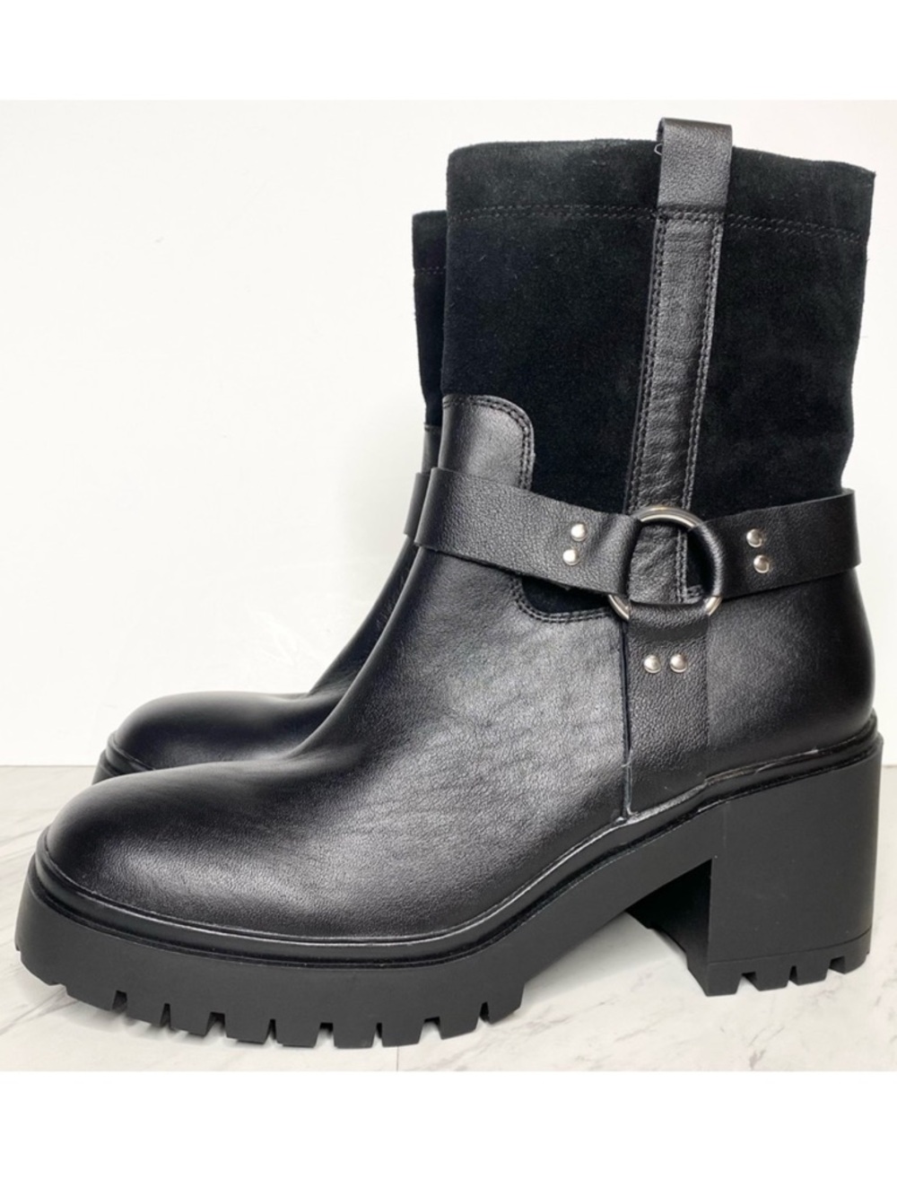 Blondo Rebel Black Moto Harness Lug Sole Boot 11M